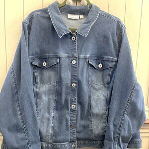 NEW - Belle by Kim Gravel Stretch Denim Jacket 3x Medium Blue